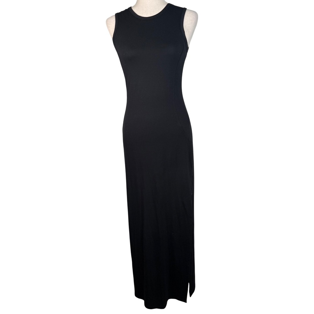 Quince Maxi Dress Womens Size‎ S Black Tencel Lyocell Minimalist Slit Sleeveless